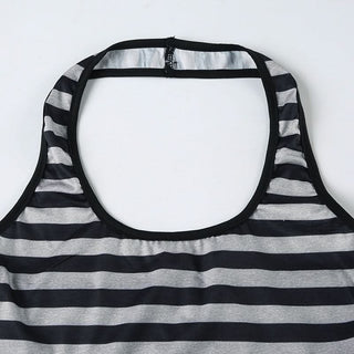 Halter striped print beaded top