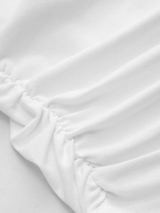 Cotton-blend V-neck Ruched Tank Top
