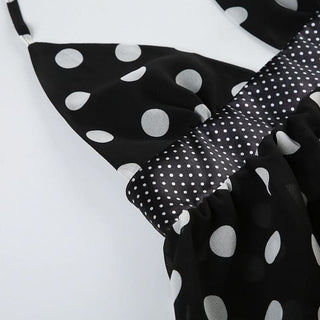 Halter v neck polka dot backless mini dress
