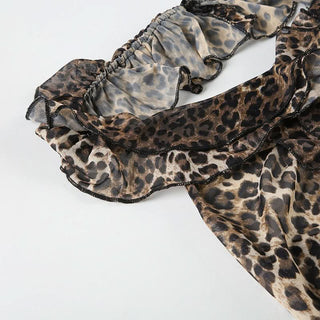 Halter ruffle leopard print backless top