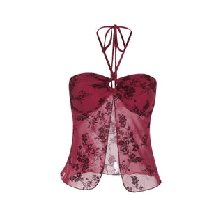 Halter o ring mesh crop top