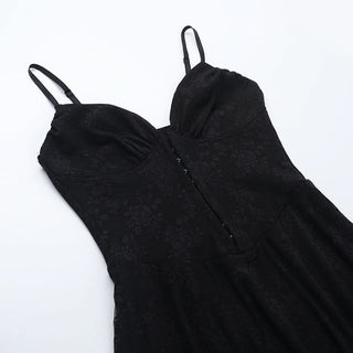 V neck lace button cami mini dress