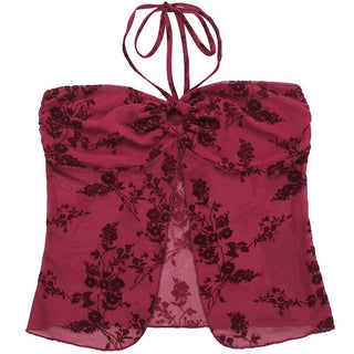 Halter o ring mesh crop top