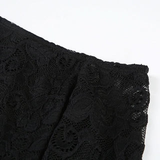 Irregular long sleeve lace one shoulder solid top