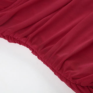 Ruched halter irregular backless red top