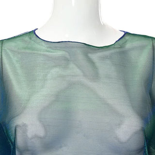 Long sleeve sheer mesh crewneck contrast top