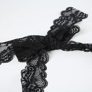 Lace hem halter self tie ruched backless top