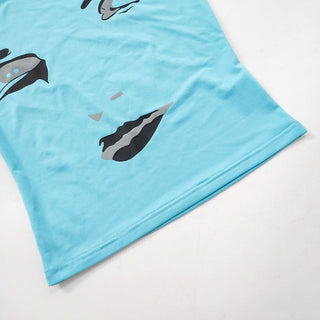 Irregular o ring one shoulder character pattern top