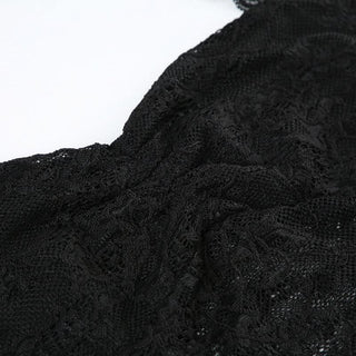 Lace hem halter self tie ruched backless top