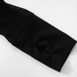 Long sleeve ruched mesh v neck gloves top