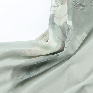 Ruched lotus print backless cami midi dress