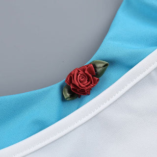 V neck flower applique backless contrast cami top