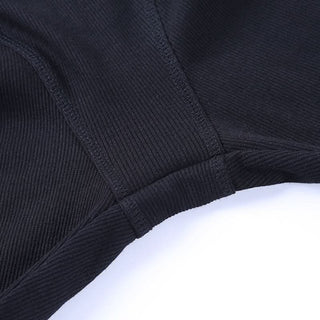 High rise letter pattern ribbed contrast short pant