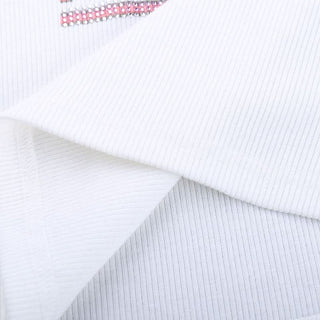 Ribbed u neck letter pattern tank top