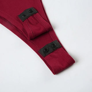 Long sleeve high neck button lace hem mesh bodysuit