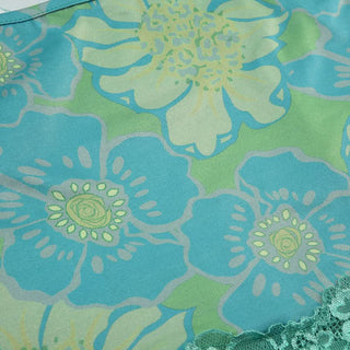 Lace hem flower print v neck backless cami top