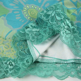 Lace hem flower print v neck backless cami top