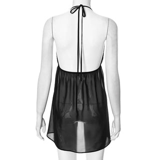 Halter v neck glitter mesh top