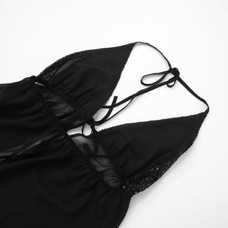 Halter v neck glitter mesh top