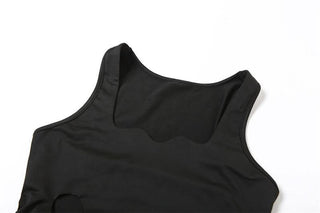 Hollow out solid tank cut out maxi dress