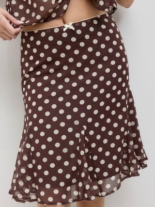 Mesh Mesh Low Rise Polka Dot Bowknot Mermaid Skirt For Daily Casual