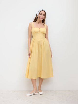 Wedding Wedding Guest Dress Summer Vacation Dresses Dress For Daily Casual Solid wedding guest wedding corset Woven Cotton-blend Square Neck Lace Up Ruffle Maxi Dress For Vacation