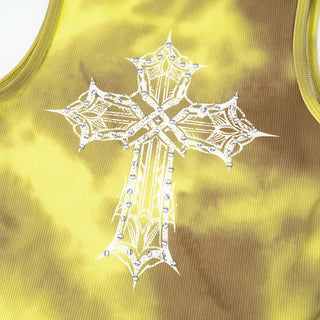 U neck contrast cross print short pant set