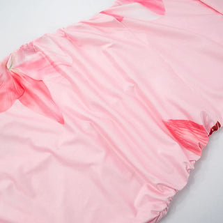 One shoulder flower print ruched maxi dress