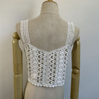 Embroidery hollow out cami cut out top