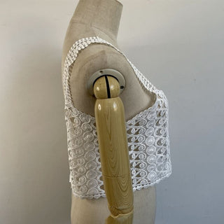 Embroidery hollow out cami cut out top