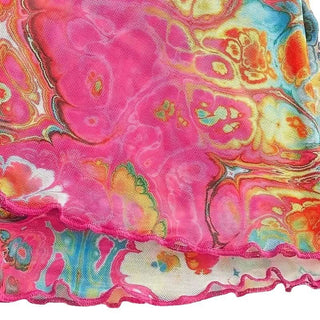 Long sleeve mesh contrast knotted ruffle top