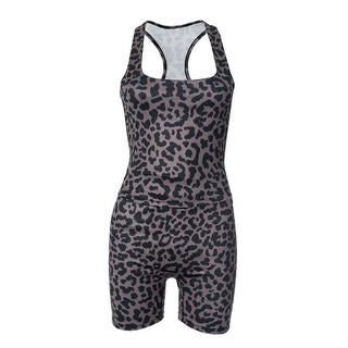 Square neck leopard print tank short pant set