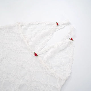 V neck lace see through cami short pant set