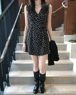 flare floral mini dress