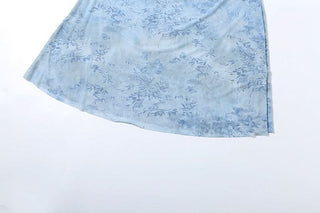 Long flared sleeve mesh maxi dress