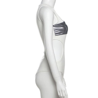 Hollow out sleeveless patchwork bodysuit