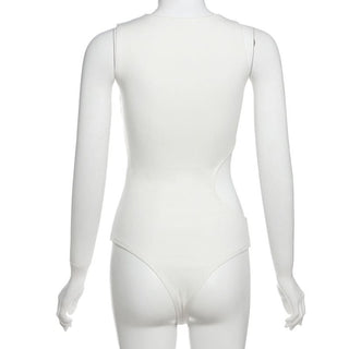 Hollow out sleeveless patchwork bodysuit