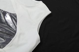 Hollow out sleeveless patchwork bodysuit