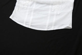 One shoulder fluffy mesh top