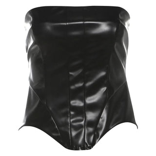 PU leather corset tube top