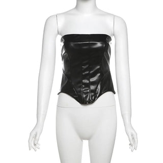 PU leather corset tube top