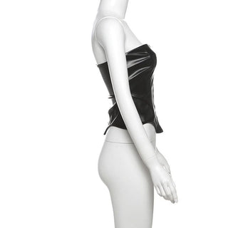PU leather corset tube top