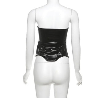 PU leather corset tube top