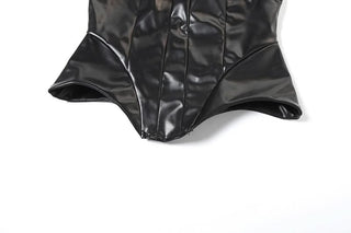 PU leather corset tube top
