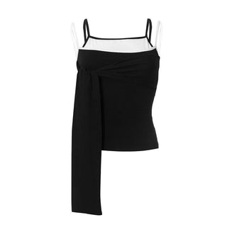 Knotted patchwork Square neck cami top