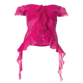 Off shoulder ruffle backless top