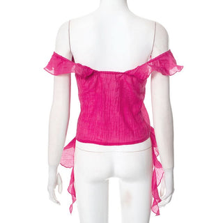 Off shoulder ruffle backless top