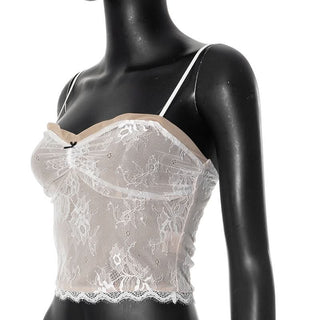 Lace bowknot backless cami top