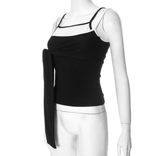 Knotted patchwork Square neck cami top