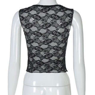 Square neck bowknot lace tank top